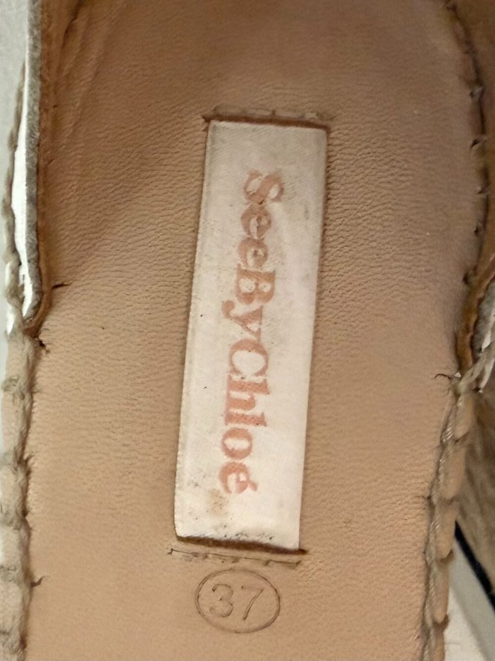 See by Chloé Denim Leather Espadrille Platform Wedge Sandals 37 - Picture 9 of 10